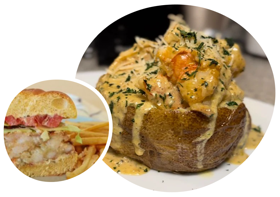A plate of food with different toppings and a plate of fries.